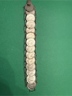 Silver-Tone Coin Link Bracelet